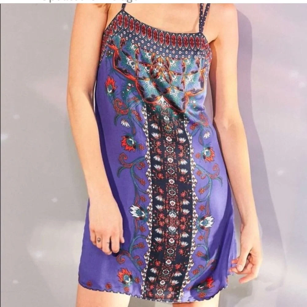 Ecote Urban Outfitters Purple Strappy Sun Dress sz LARGE - Picture 1 of 10